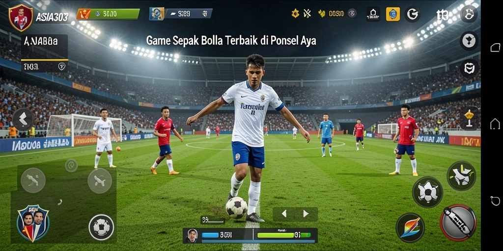 Tangkapan layar utama ASIA303 memperlihatkan aksi pertandingan sepak bola yang intens.