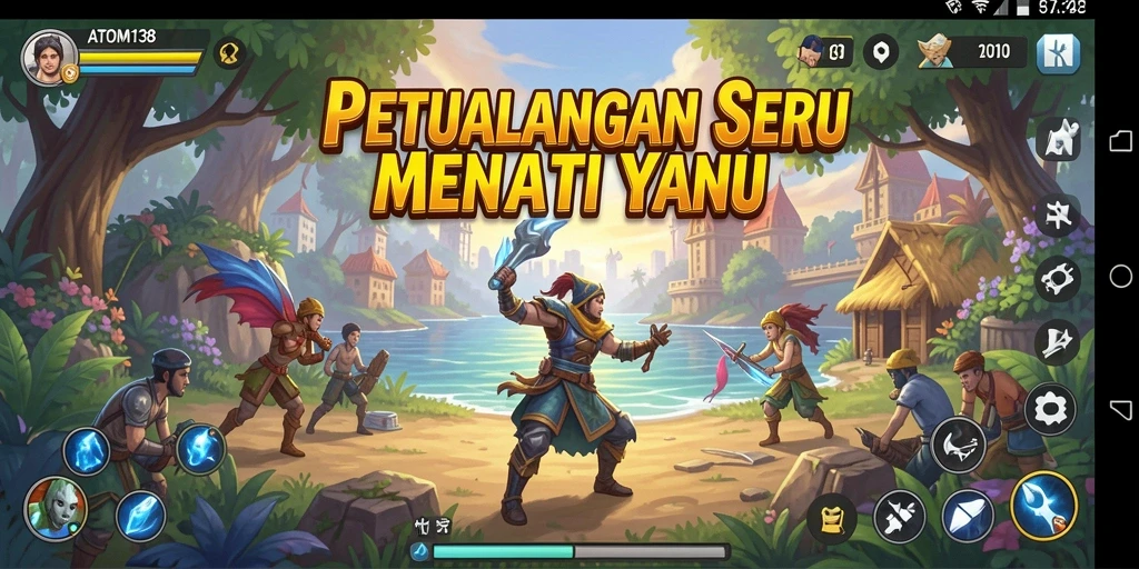 Tangkapan layar ATOM138 menampilkan petualangan mendebarkan di dunia fantasi.