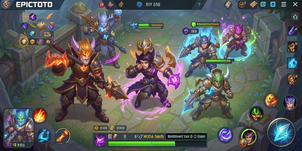 Tampilan gameplay EPICTOTO dengan pertarungan seru antar karakter.