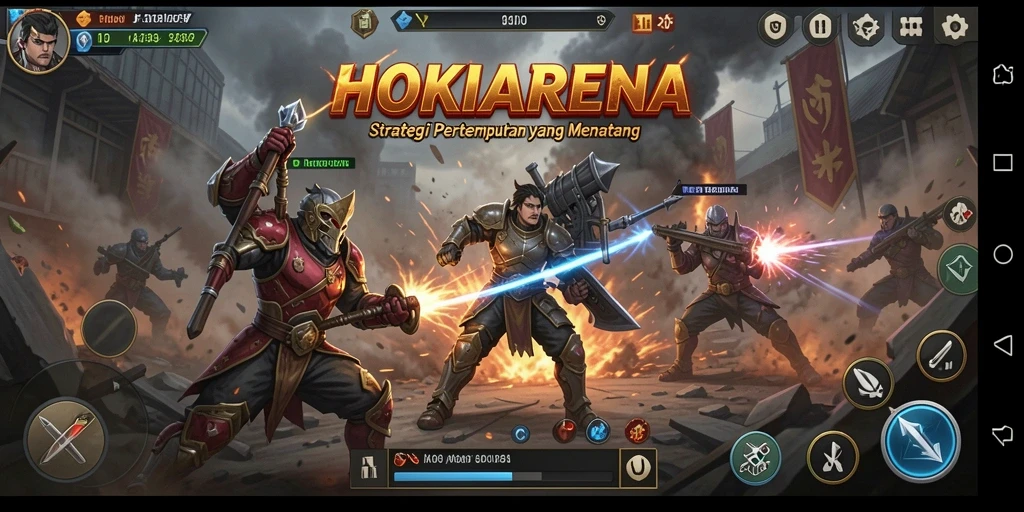 Tampilan gameplay yang mendebarkan dan strategis dari HOKIARENA.