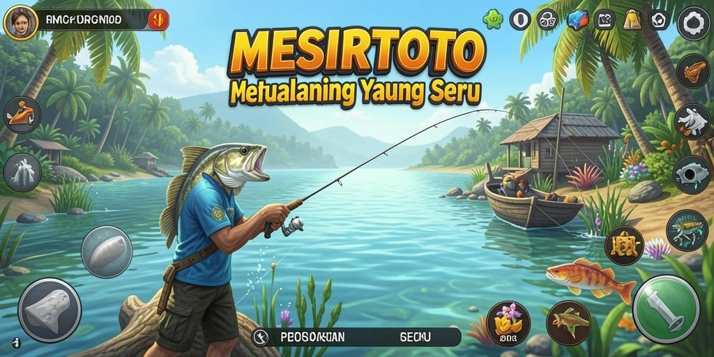 Screenshot gameplay MESIRTOTO menampilkan aksi memancing yang mendebarkan.