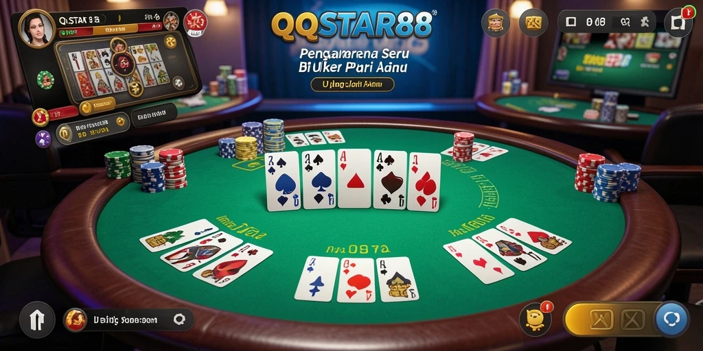 Tampilan gameplay Poker seru di QQSTAR88 yang mengasyikkan.