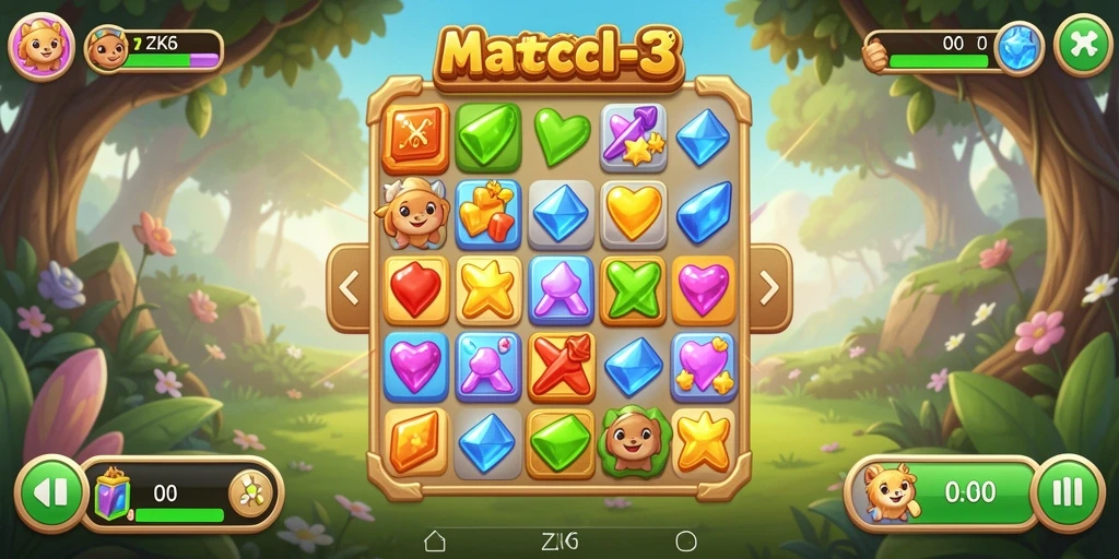 Tangkapan layar permainan ZK6 dengan grafis cerah dan gameplay seru.